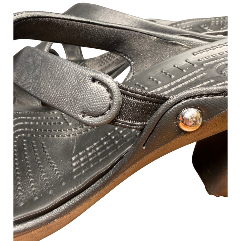 CROCS Cyprus Iv Women's 9 Black Strappy Slip On Strappy Chunky Heel Platform - Picture 11 of 13